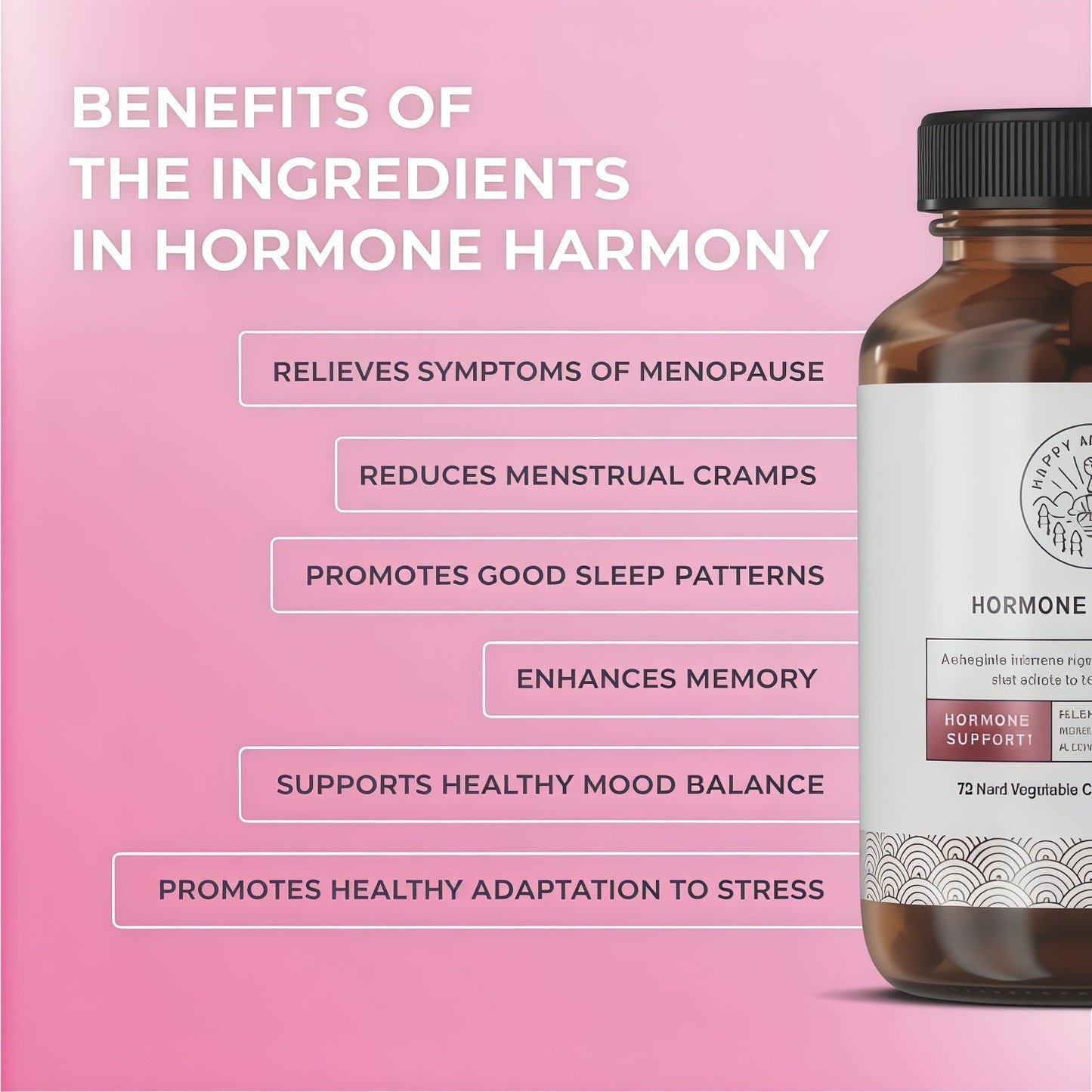 Happy Mammoth | Hormone Harmony Natural Hormonal Support for Women, Relief for Menopause, Perimenopause, Healthy Hormonal Balance, Hot Flashes | 72 Capsules.